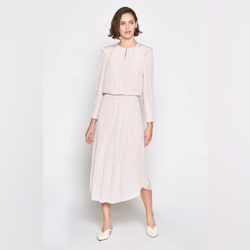 Joie Rheia Midi Pleated Dress with Keyhole Neck NWT Size Small Pale / Blush Pink